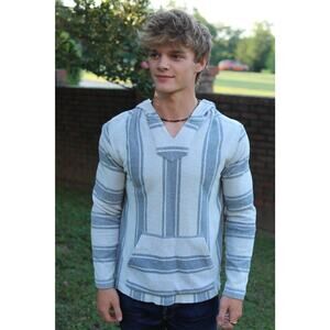 Faherty - Baja Beach Striped Cotton-Terry Hoodie - Blue small